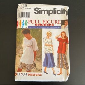 Simplicity Sewing Pattern 18W-24W FF Full Figure Solutions 9535 Vintage 1996